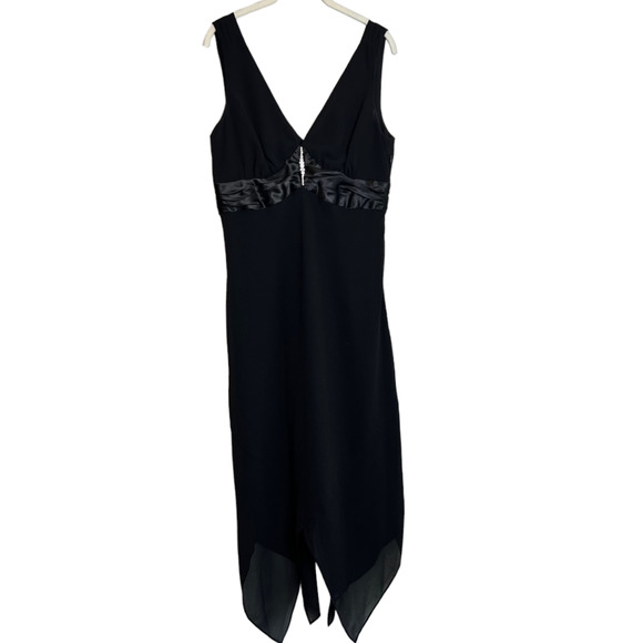 Signature by Robbie Bee Womens Cocktail Dress Sz 8 Black Sleeveless Rhinestones - Picture 1 of 8